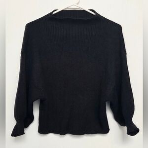 Line & Dot Black Mock Neck Sz Xsmall Puff Sleeve Viscose Blend Sweater Blosue